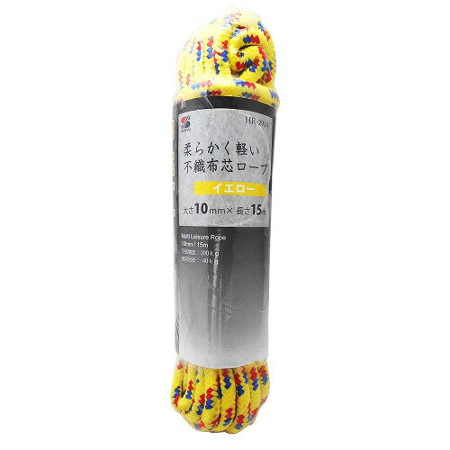 不織布ロープ HR-2914 黄 太さ：10mm 三友産業
