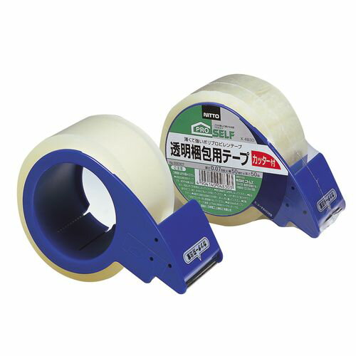 透明梱包テープ テープカッター付 50個入 J6050 ニトムズ