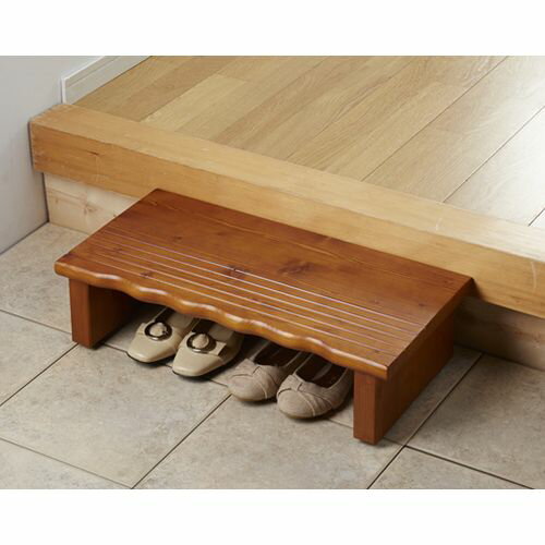 天然木玄関台60 4223 ブラウン W600×D300×H165mm kuroshio