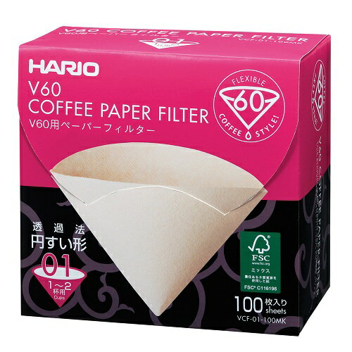 V60用ペーパーフィルター01M VCF-01-100M ミサラシ 1～2杯用 HARIO