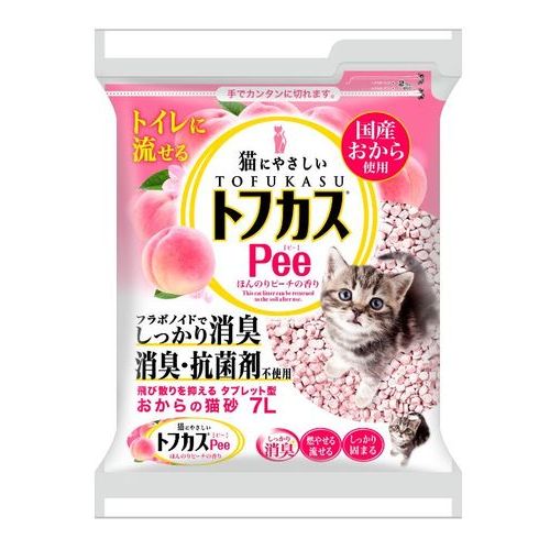 おからの猫砂 トフカスPee 7L ピーチの香り ペグテック