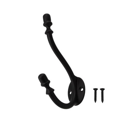 58644 スタイリッシュ飾金物 ダブルコートフック ブラック 00058644-001 ハイロジック