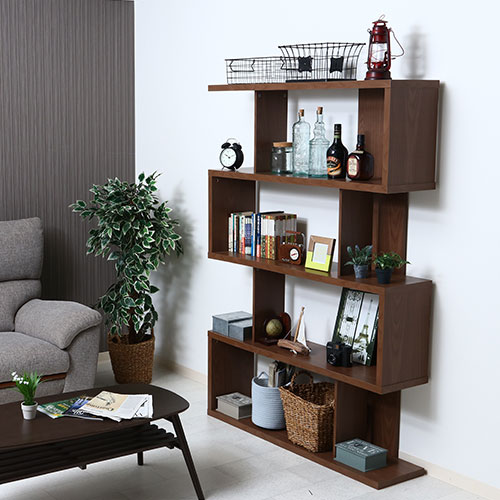 S型ディスプレイシェルフ(H2439) 97533 ミディアムブラウン 不二貿易