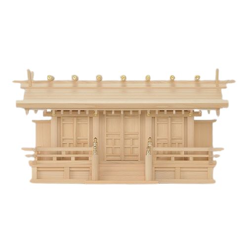 木曽桧低床通し屋根三社月読唐戸 神棚の里