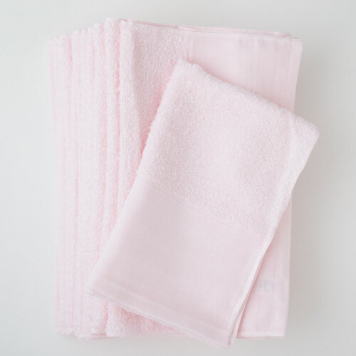 国産180匁カラーフェイスタオル12枚入り ウスピンク 東進