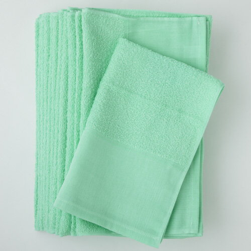 国産180匁カラーフェイスタオル12枚入り ウスグリーン 東進