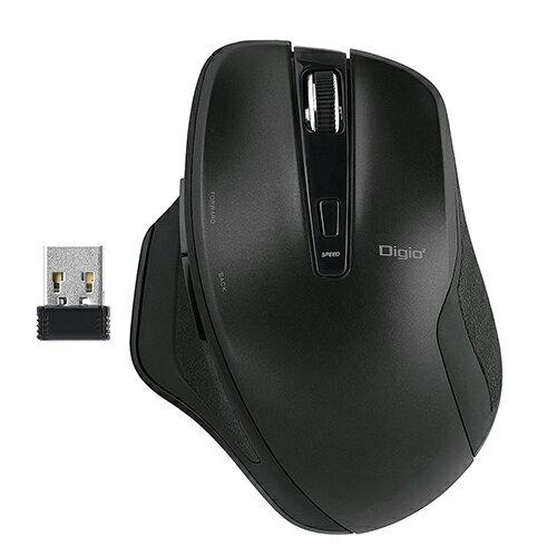 無線静音5ボタンBlueLEDマウス MUS-RKF155BK ブラック Digio2