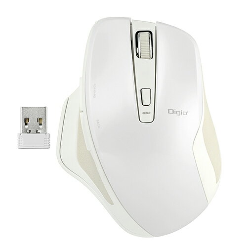 無線静音5ボタンBlueLEDマウス MUS-RKF155W ホワイト Digio2