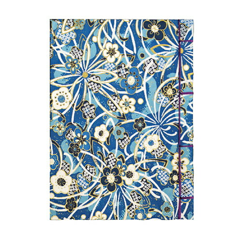 和綴帖(和紙ノート) ノ-WTJ-A6-2 小花ブルー A6 Nakabayashi