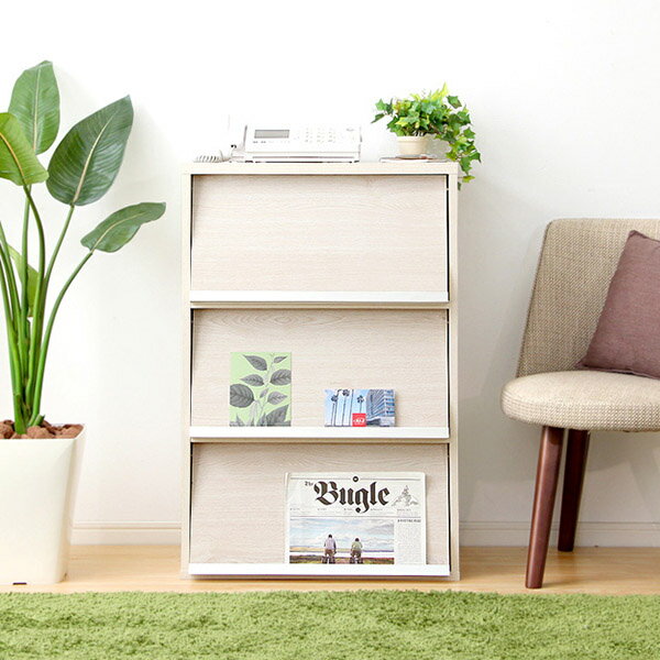 収納家具【DEALS-ディールズ-】 フラップ扉3枚タイプ DS60-F3--WOK ホワイトオーク フラップ扉3枚タイプ ホワイトオーク フラップ扉3枚タイプ ホームテイスト ディスプレイラックシリーズ 本棚 ブックラック フラップ フラップチェスト