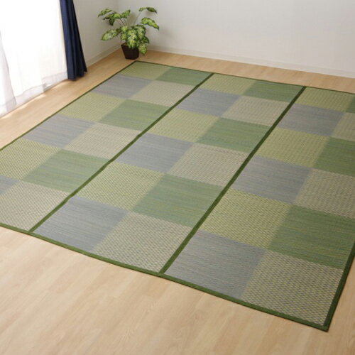 い草ラグ 花ござ 格子柄 市松柄 DXピーア ブルー 団地間8畳 (約340×340cm） ブルー 団地間8畳 (約340×340cm） IKEHIKO