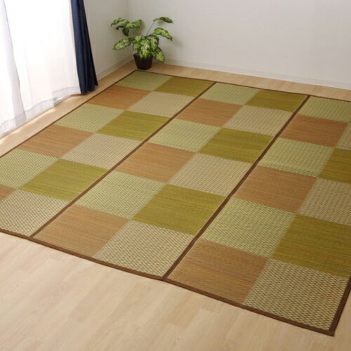 い草ラグ 花ござ 格子柄 市松柄 DXピーア ブラウン 団地間3畳 (約170×255cm） ブラウン 団地間3畳 (約170×255cm） IKEHIKO