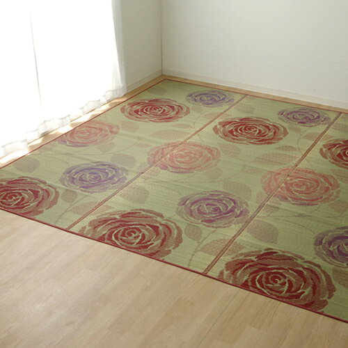 純国産 い草花ござカーペット 『ラビアンス』 ローズ 江戸間4.5畳 ローズ 江戸間4.5畳 IKEHIKO