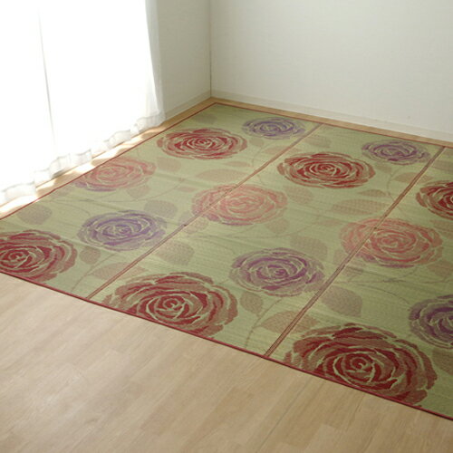 純国産 い草花ござカーペット 『ラビアンス』 ローズ 江戸間6畳 ローズ 江戸間6畳 IKEHIKO