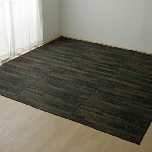 純国産 い草花ござカーペット 『カイン』 ブルー 江戸間4.5畳 ブルー 江戸間4.5畳 IKEHIKO