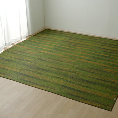 純国産 い草花ござカーペット 『カイン』 グリーン 江戸間4.5畳 グリーン 江戸間4.5畳 IKEHIKO