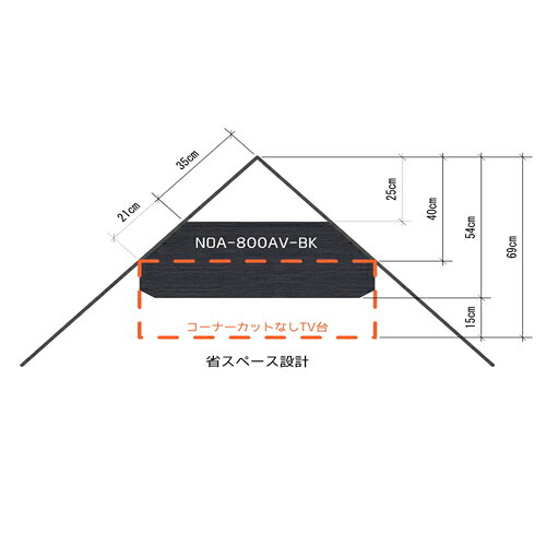 コーナーぴったりテレビ台 NOA-800AV-BK ブラック 790x290x342mm 朝日木材加工 [2]