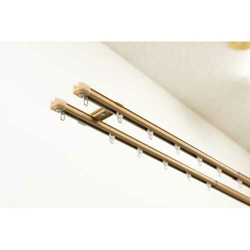 静かなレール ダブル 木目ベージュ 伸縮3m DCM