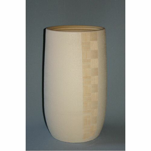 市松彫砲弾型傘立(ベージュ) 43429 信楽焼傘立