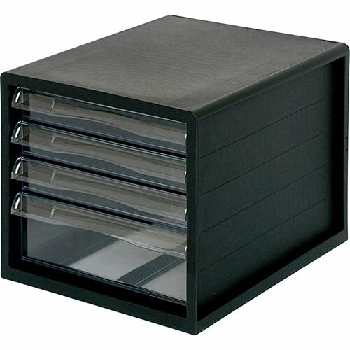 A4レターケース A4E-04B ブラック 4段(浅3、深1段) Nakabayashi