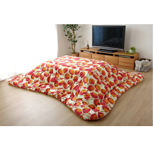 こたつ布団 ブラッド 国産 リーフ柄 掛け 単品 レッド 205×205cm レッド 205×205cm IKEHIKO