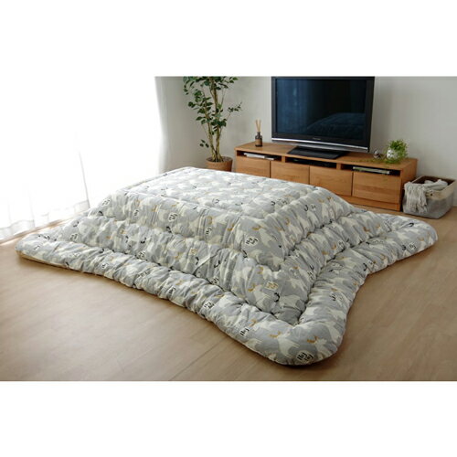 こたつ布団 ポーン 国産 北欧調 アニマル 掛け単品 グレー 205×205cm グレー 205×205cm IKEHIKO