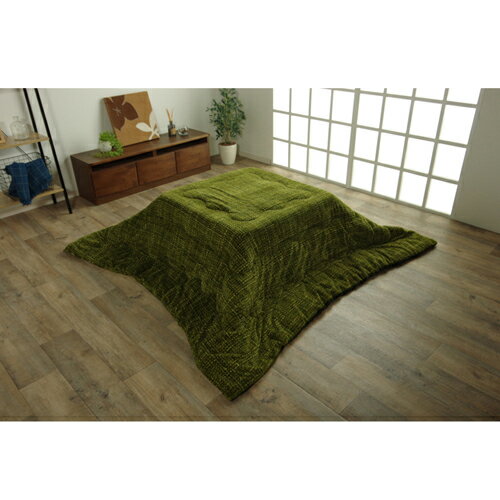 こたつ布団 ノート グリーン 190×190cm IKEHIKO 洗える ずれないひも付き 無地調