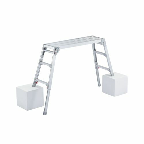 脚部伸縮式足場台 DRS-1000c シルバー・レッド 天板高さ:0.65〜0.96m 長谷川工業