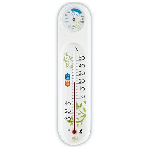 温湿度計 PCオーバル 48975 エコ ホワイト シンワ