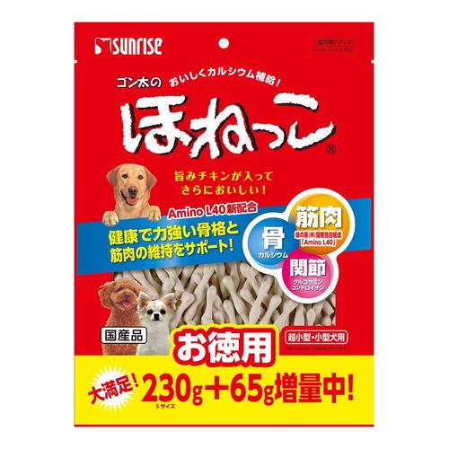 ●おいしくカルシウム補給。 ●健康で力強い骨格と筋肉の維持をサポート。 ●内容量:230g+65g。 ●原産国:日本。 ●本品は犬用おやつです。 【hkp_p2311】