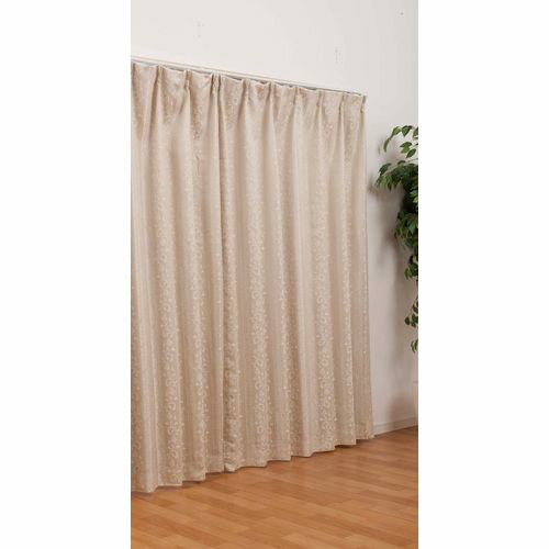 裏地付き織物カーテン 2枚入 ベージュ 100×200cm DCM