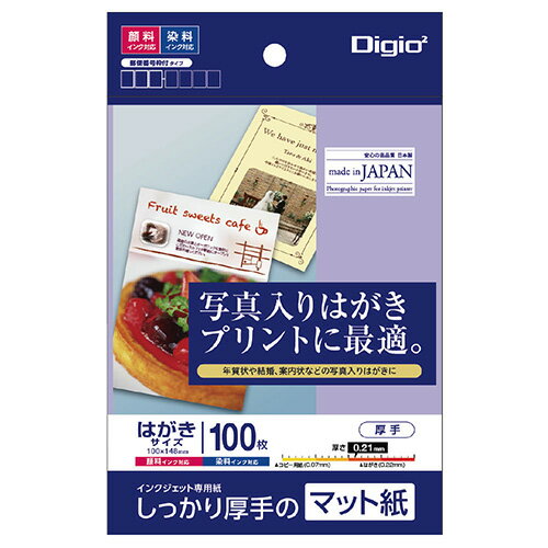 インクジェット用紙/ハガキ2/100枚 JPM2-PC10 マット Nakabayashi