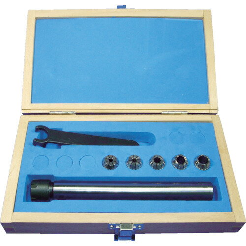 UP級コレット各種、レンチ、スリムチャックを揃えたお買い得なセット品です。 ●深く狭い箇所の干渉を避けたい加工に。 ●規格:ER20。 ●付属コレット:φ40、60、80、100、120。 ●適合レンチ:MRA-ERR20M。 ●首下長(m...