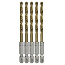 六角軸チタンコーティング鉄ドリル 普通 適長 ノーマル 4.5mm 5pcs サイズ:4.5mm SK11