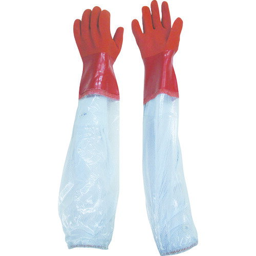 手袋部は塩化ビニールをコーティングしているため、天然ゴム製の手袋に比べて油に強く、耐摩耗性に優れています。手袋部は手になじむソフトタイプです。特殊溶着加工で手袋部分と腕カバーを溶着して一体化しているため、水が入らず汚れ・水を伴う作業に適して...