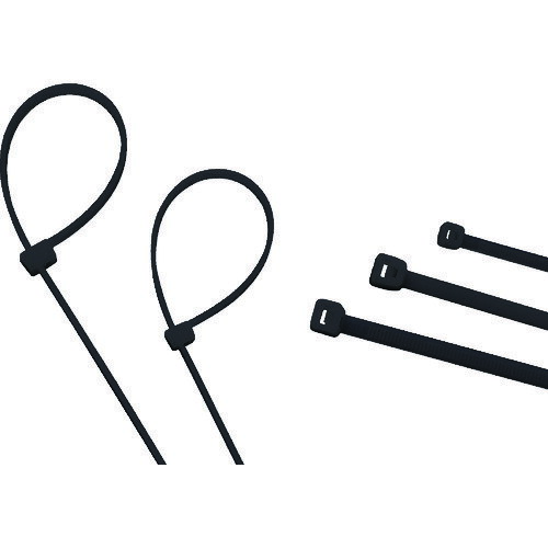 ワイヤ、ケーブル、ホースなどの結束に。屋外使用に。 色:黒。幅(mm):2.4。長さ(mm):100。厚さ(mm):1.0。引張強度(N):80。最大結束径(mm):22。最小結束径(mm):1.0。使用温度範囲(℃):-40〜105℃。一度締めると、切断しない限り外すことはできません。 お届け時間の指定は承れません。使用温度範囲は-40℃〜105℃です。