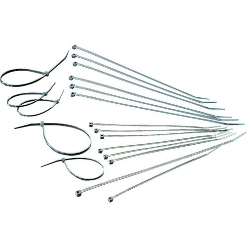 ワイヤ、ケーブル、ホースなどの結束に。屋外使用に最適です。 色:黒。幅(mm):9。長さ(mm):812。厚さ(mm):1.9。引張強度(N):784。最大結束径(mm):243。袋人数(本):50。一度締めると、切断しない限り外すことはできません。 お届け時間の指定は承れません。製品本来の目的以外の用途には使用しないでください。破損の原因となるような取扱はしないでください。