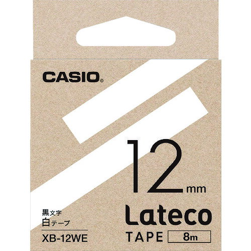 ラテコ（Lateco）専用詰め替えテープ 12mm 白テープに黒文字 XB12WE 白テープに黒文字 12mm カシオ