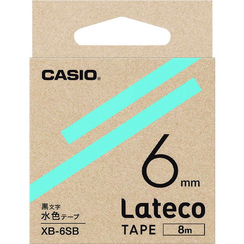 ラテコ(Lateco)専用詰め替えテープ 6mm 水色テープに黒文字 XB6SB 水色テープに黒文字 6mm カシオ