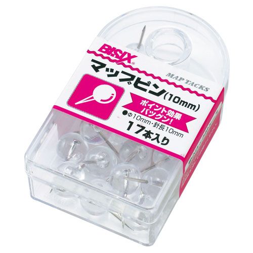 マップピン BX1-7-T 透明 10mm 17本 ミツヤ