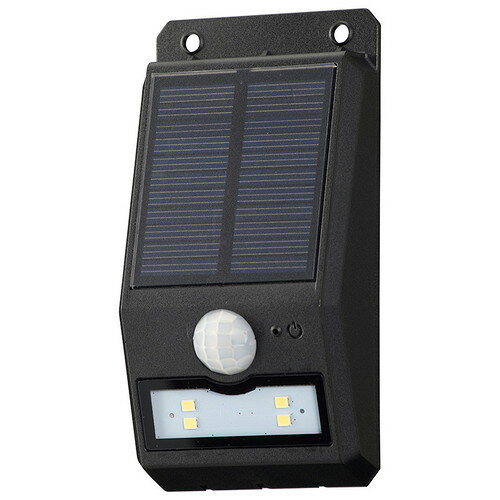 LEDセンサーウォールライト ソーラー 110lm 薄型ブラック LS-S108FN4-K OHM