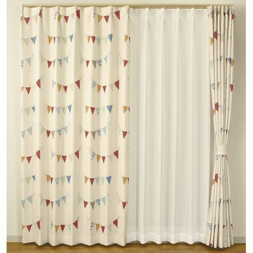 カーテン ガーランド 2枚入 アイボリー 100×135cm ユニベール