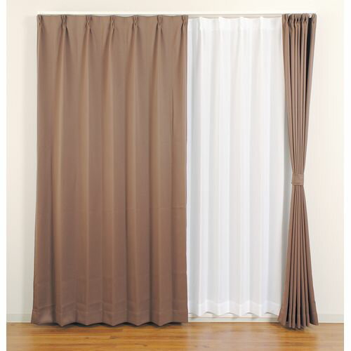 厚地カーテン ベルーイ 2枚入 ブラウン 幅100cm×丈200cm ユニベール