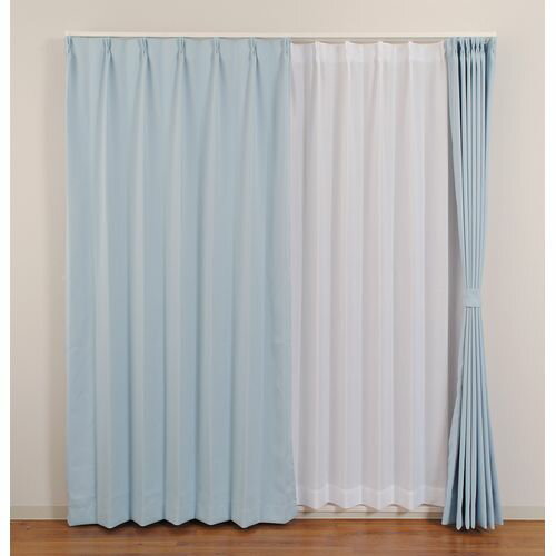 厚地カーテン ベルーイ 2枚入 ブルー 幅100cm×丈120cm ユニベール