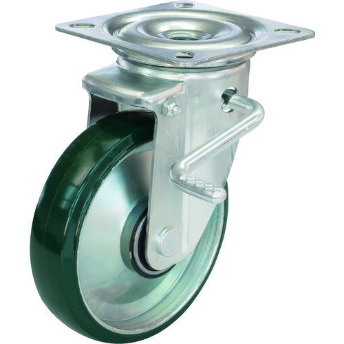 樂天商城 - 新型プレスキャスター 自在ストッパー付車 150径射出ウレタン車輪 PMS-150UWBLBRINJ ユーエイ