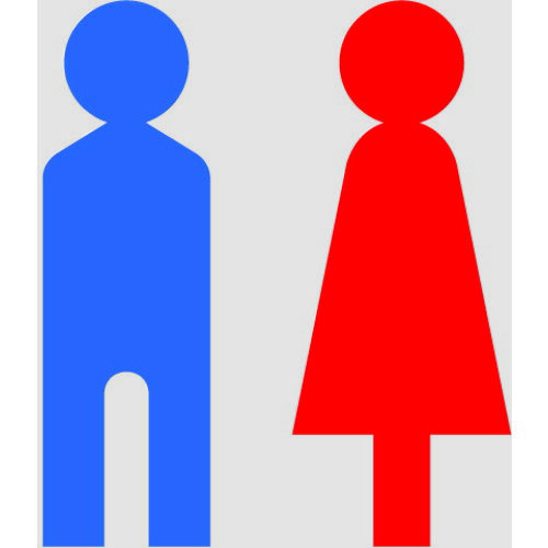 マークステッカー 「トイレ」マーク 透明地 青／赤文字 1枚入 TSN100M3TMBR TRUSCO