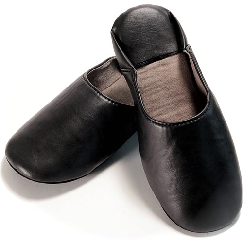 ★10%OFFクーポン 4日20:00〜5日23:59迄★お手入れ簡単スリッパ レザー M ブラック 約23〜25cm ユニベール