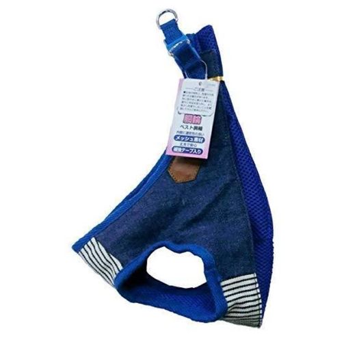 HDデニムヒッコリーベスト胴輪 青 S ハンドラー