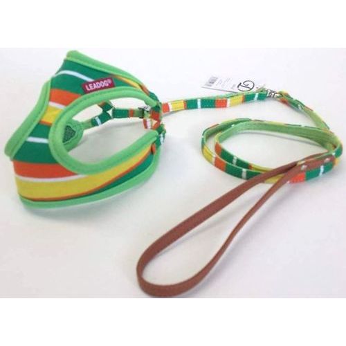 パステルボーダーフロントハーネスリード グリーン SS (株)リードッグ