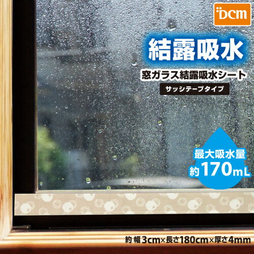 窓ガラス結露吸水シート サッシテープタイプ ひつじ柄 デルタ柄 3cmx180cm DCM 窓 結露 防止 吸水 シート カビ対策 かわいい 結露シート 両面プリント 結露シート 湿気とりのサムネイル